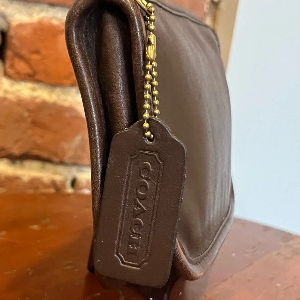 Vintage Coach Chunky Pouch Case Cosmetic Bag Brown Zip USA W/tag & Creed - Picture 6 of 16